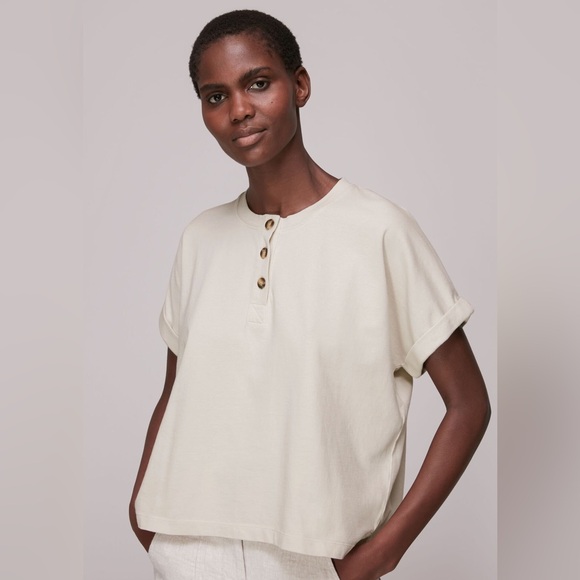 Whistles Beige Round Neck Henley Tee Size XS - Picture 1 of 13